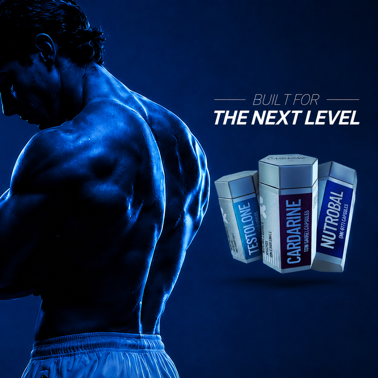 SARMs research capsules on dark blue banner