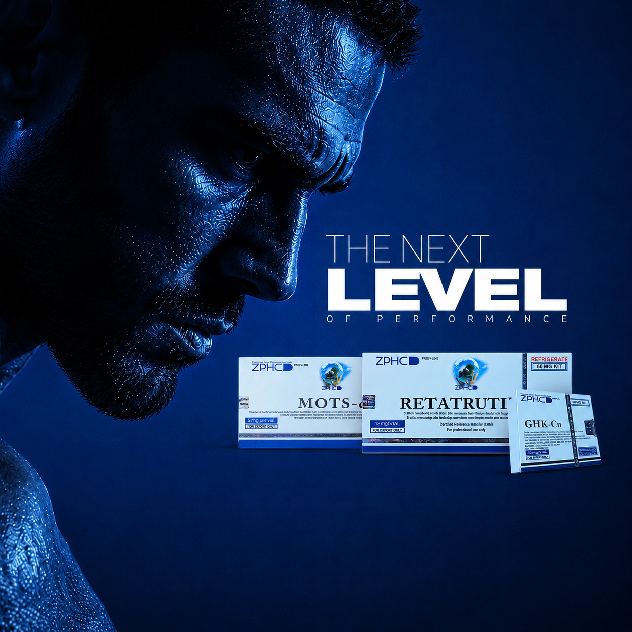 ZPHC Profiline research peptide kits on dark blue banner